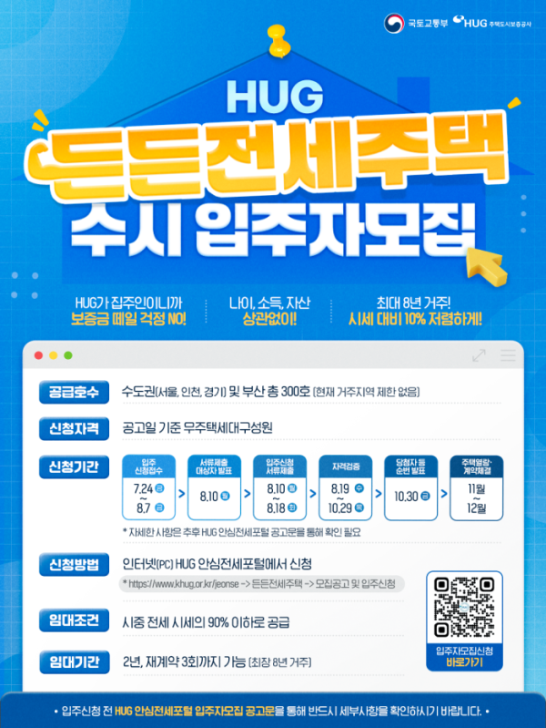 HUG 제11차 든든전세주택 수시 입주자 모집 공식 포스터